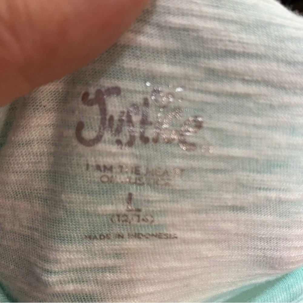Justice Romper Shorts Tank Style Aqua and White Tie-Dye Size 12/14 Large Girls
